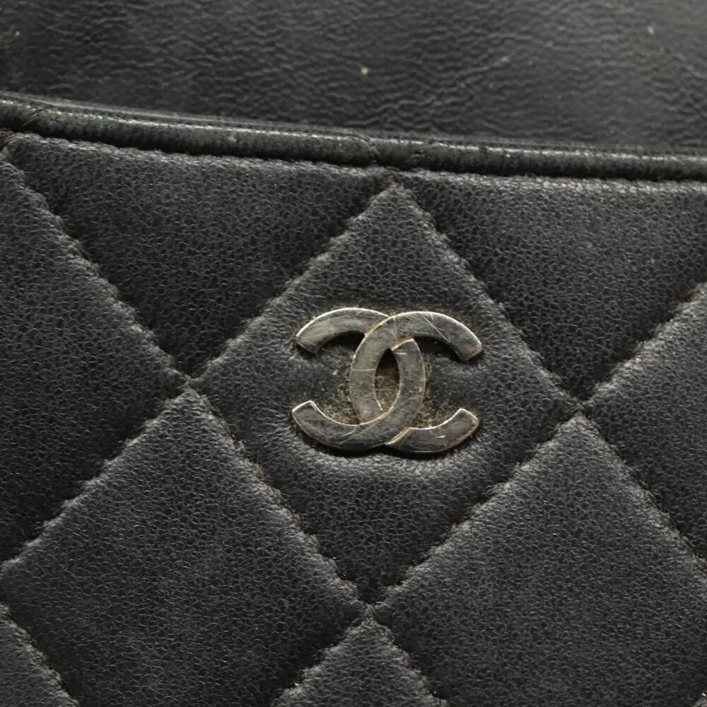 CHANEL Matelasse iPad Case Lamb Skin Black Silver CC Auth 141696 - Picture 12 of 16